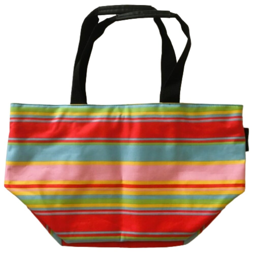 Vincelli Zippered Tote Beach Bag Shopper Travel Bucket Style Striped